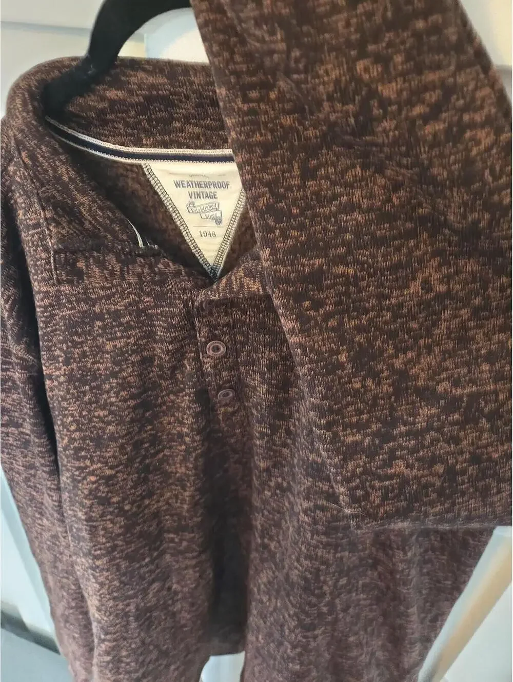 Weatherproof Vintage Men's XL Marled Henley Pullover Sweater